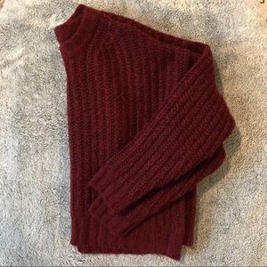 American Eagle Merlot Cropped Sweater